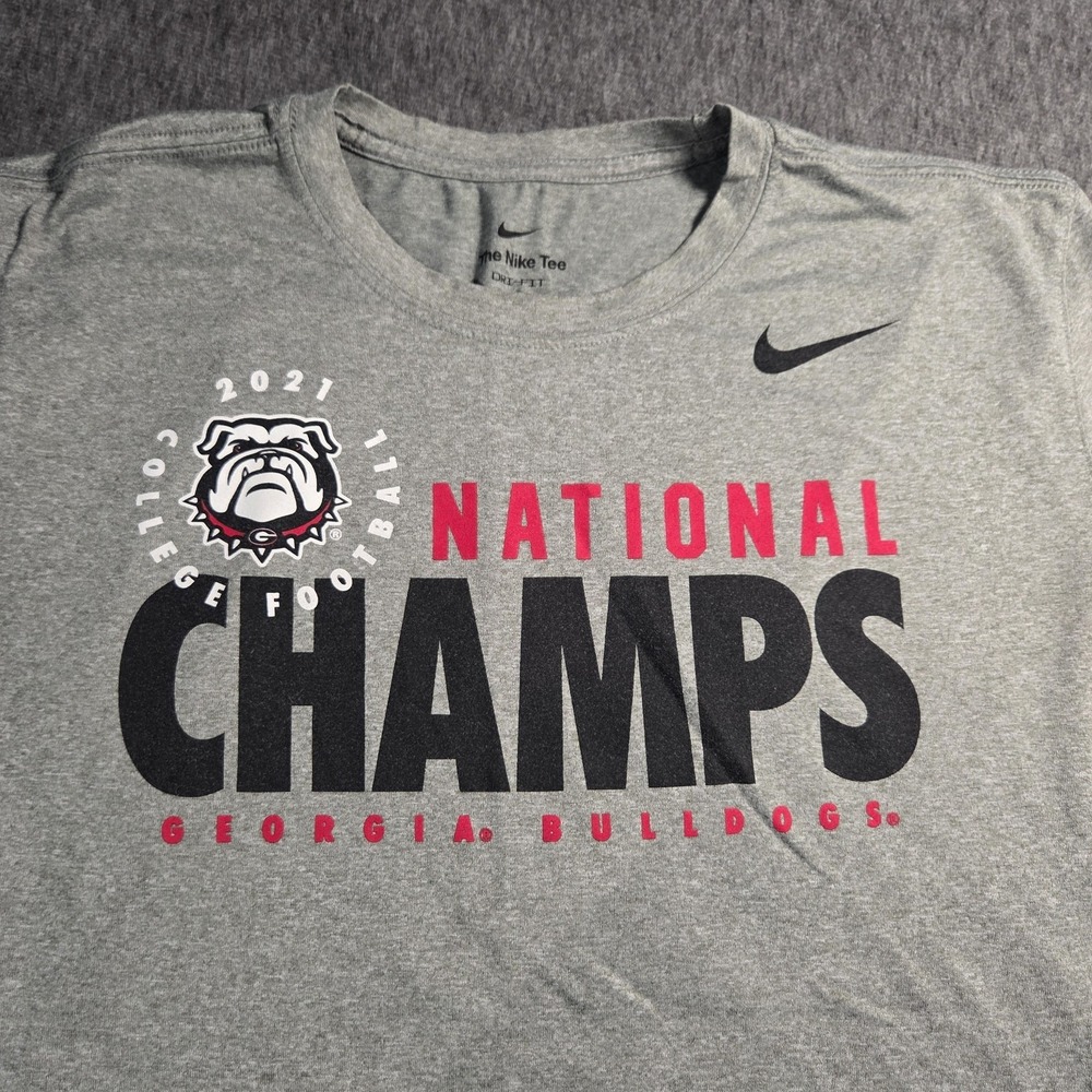 Georgia Bulldogs Shirt Mens Large Football 2021 National Champs Nike Dri Fit